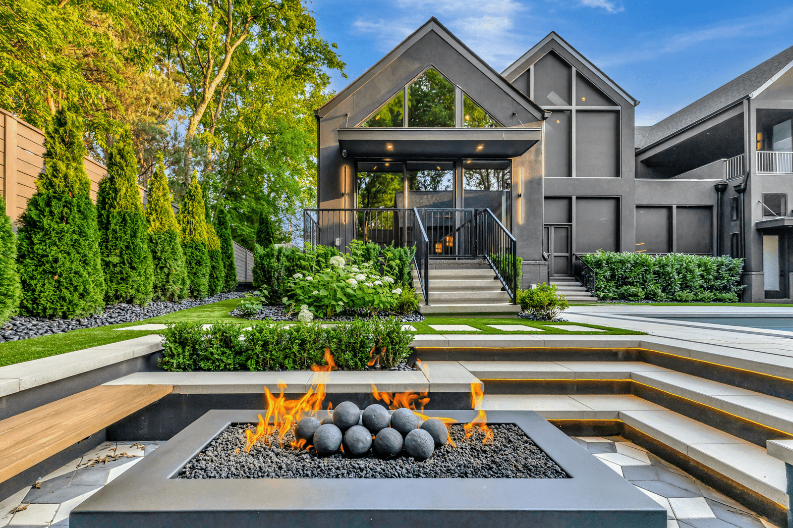 Custom backyard fire features designed by Denali in Nashville, TN