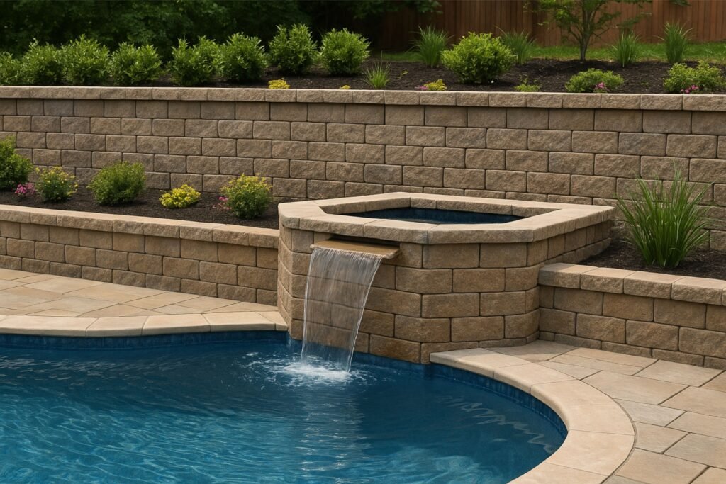 Custom backyard retaining walls designed by Denali in Nashville, TN