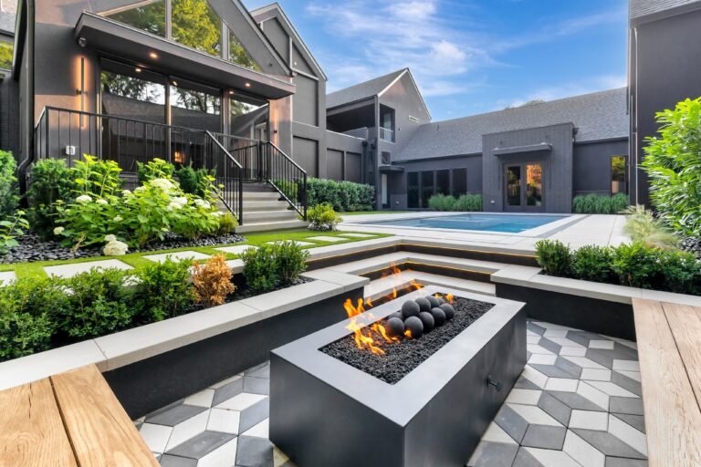 Luxury ambient lighting in Nashville backyard.